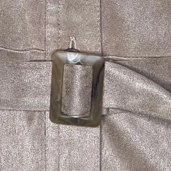 Talbots Petites Women’s Tan Faux Suede Belted Shirt Dress Size 8 EUC - Picture 5 of 12